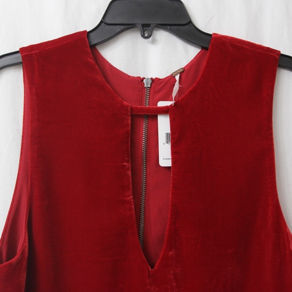 NWT Free People Soft Focus Red Velvet Mini Dress S - Picture 4 of 8
